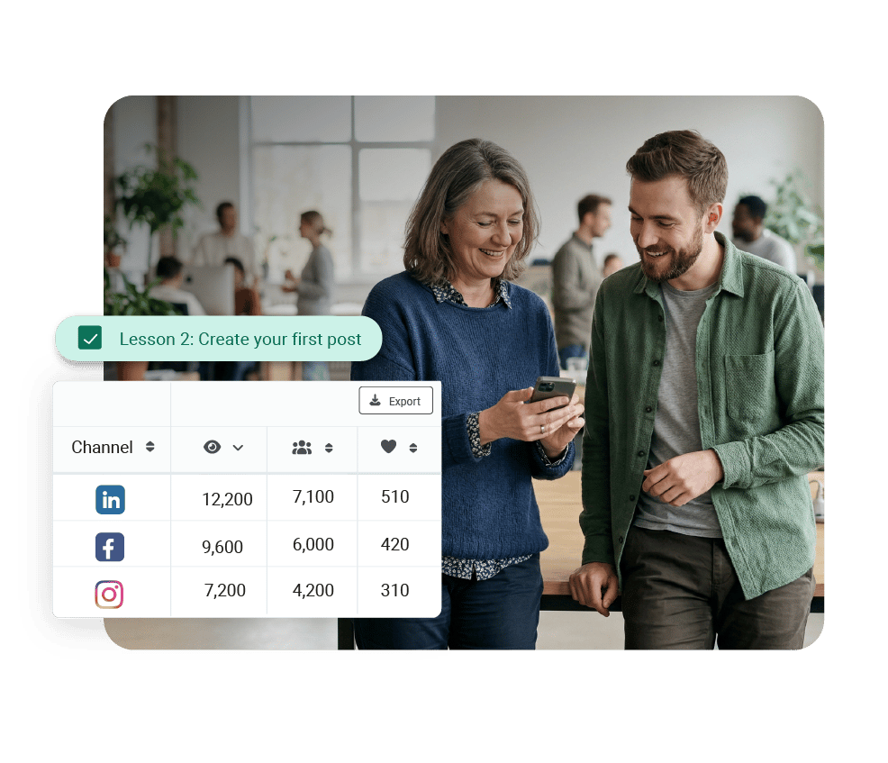Employee sharing company messages on socials